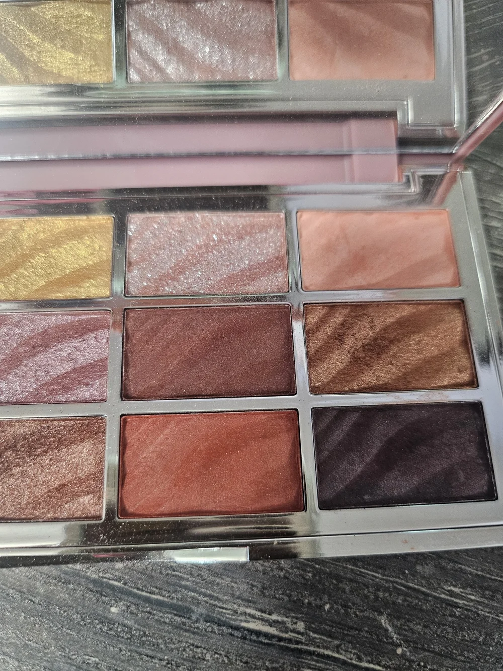 Shimmer & Matte 12-Color Eyeshadow Palette - Warm Pink, Gold & Copper